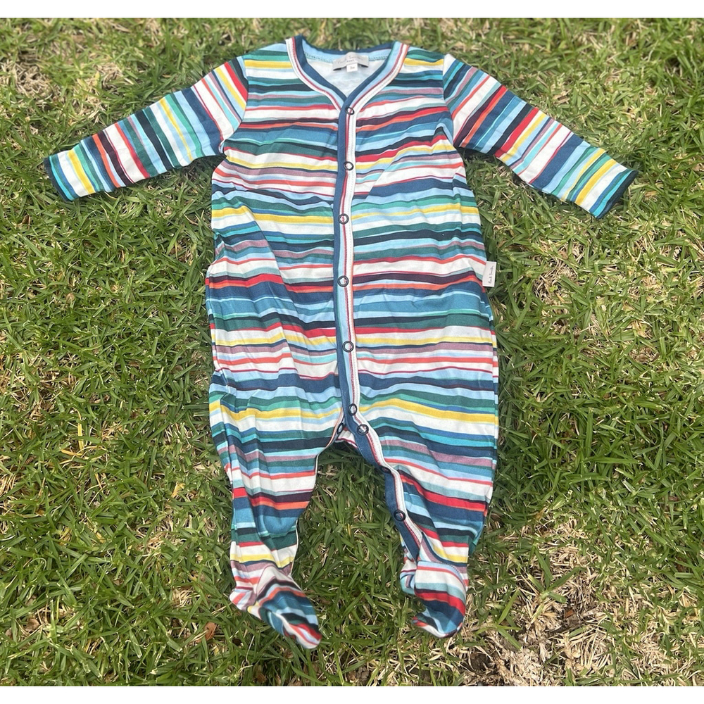 Paul Smith Baby Multicolor Stripe Footed Pajamas One Piece Size 3M Snap Front